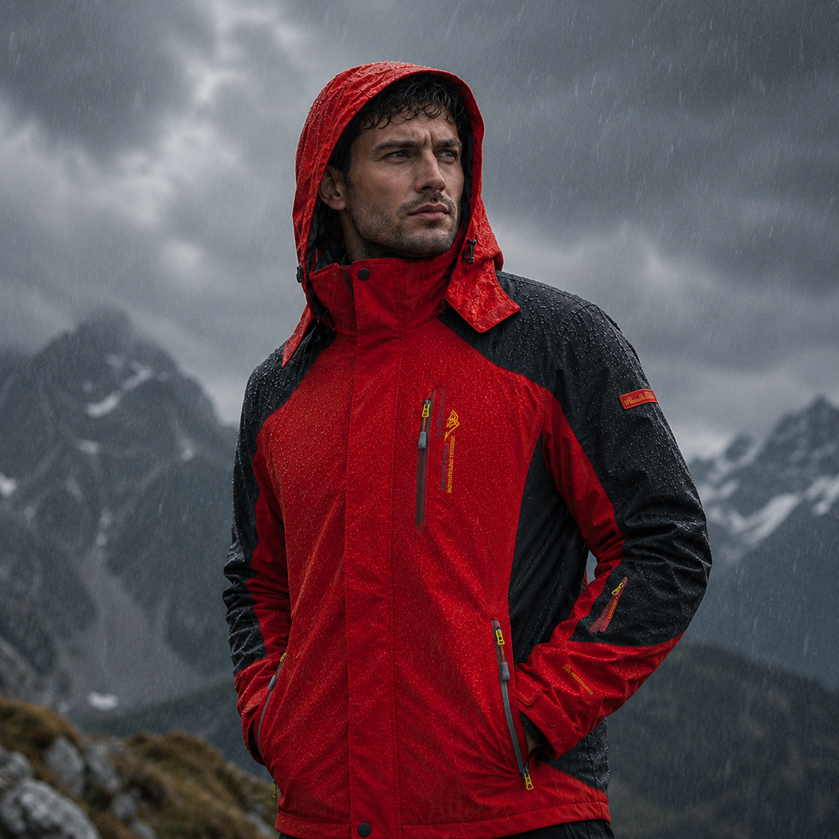 Waterdichte Heren Outdoorjas Polyester Afneembare Capuchon Meerdere Zakken Wandelen Trekking Outdoor Actief