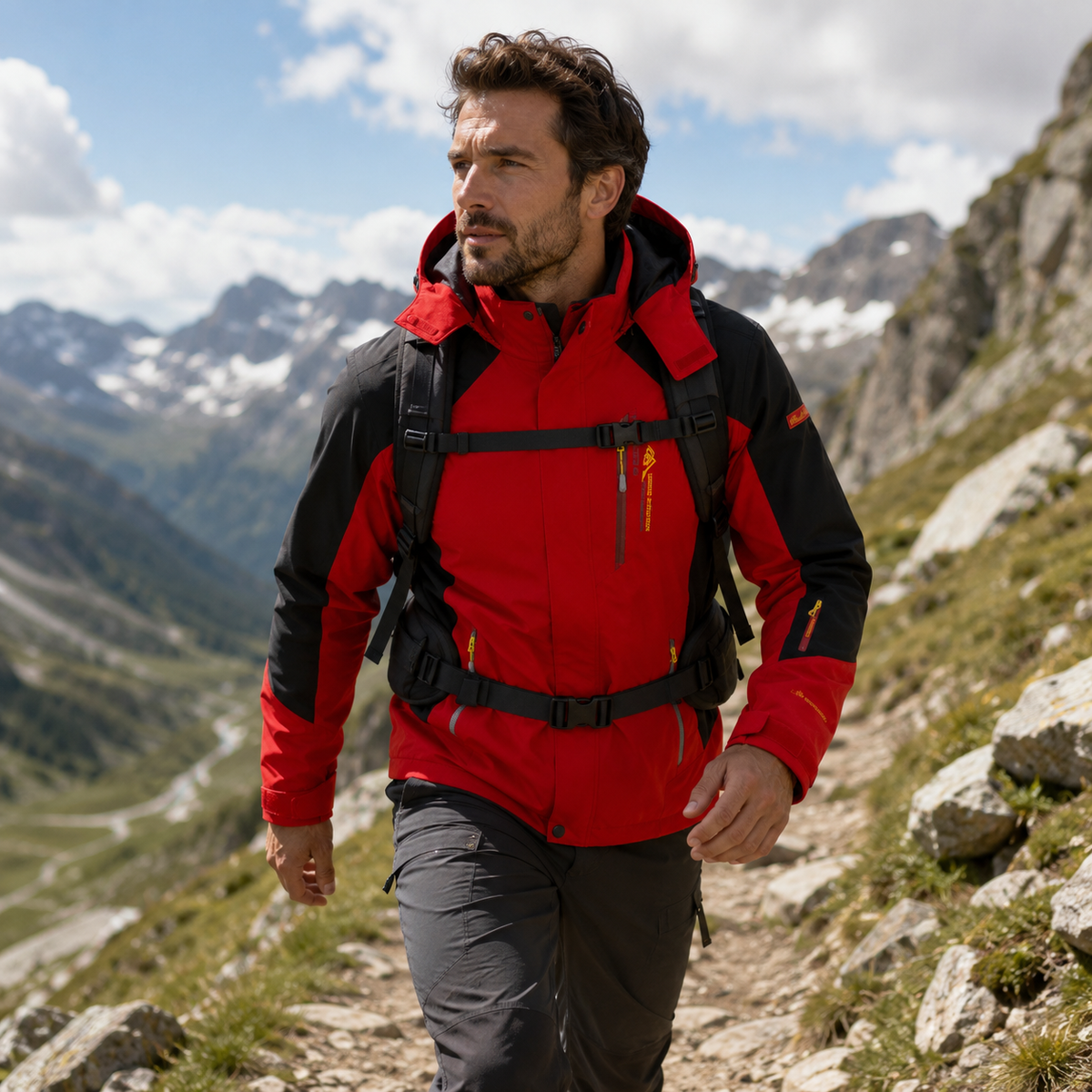 Waterdichte Heren Outdoorjas Polyester Afneembare Capuchon Meerdere Zakken Wandelen Trekking Outdoor Actief