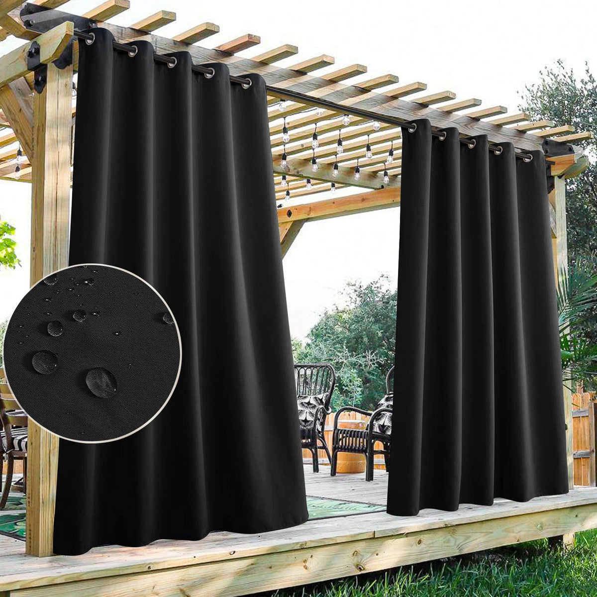 Waterdicht Outdoor Gordijn met Oogjes 1 Paneel - UV-Bescherming Terrasscherm Winddicht & Regenbestendig