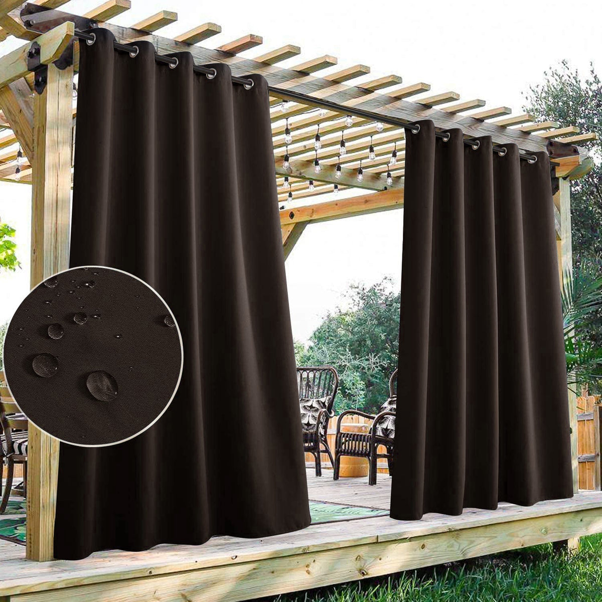 Waterdicht Terrasgordijn met Oogjes - 2 Panelen Outdoor Privacy UV-Bescherming Winddicht