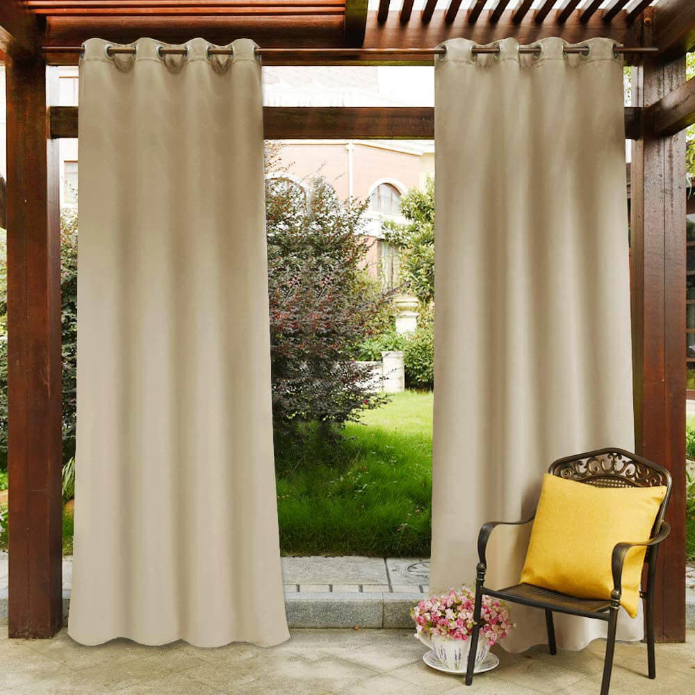 Waterdicht Terrasgordijn met Oogjes - 2 Panelen Outdoor Privacy UV-Bescherming Winddicht