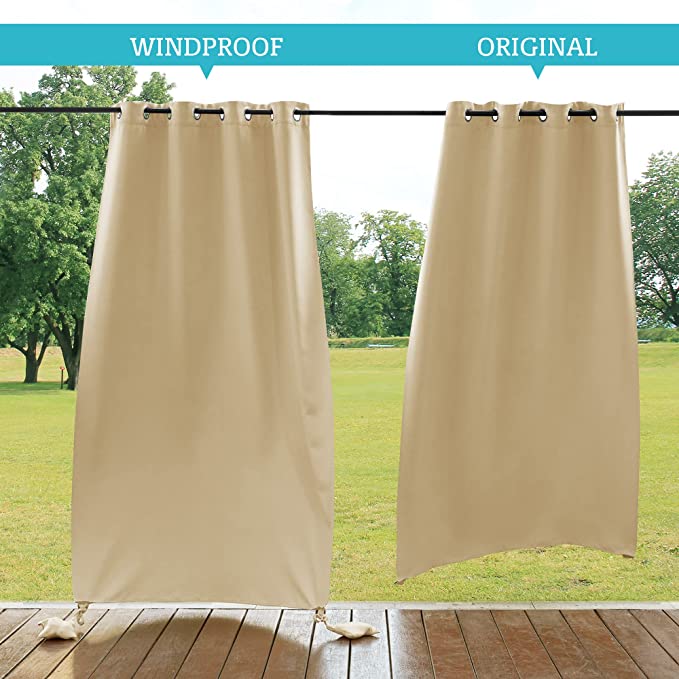 Waterdicht Outdoor Gordijn met Gewichtszakken - Blackout Privacy & UV-Bescherming voor Terras & Veranda