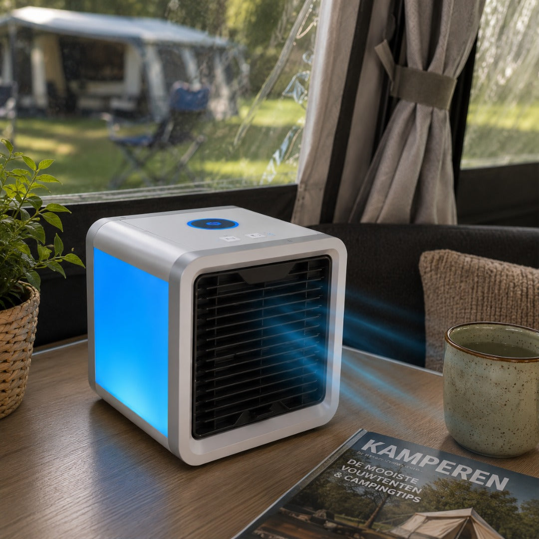 Mobiele Luchtkoeler met Verdampingskoeling USB Aansluiting LED Verlichting Fluisterstil 3 Snelheden voor Thuis