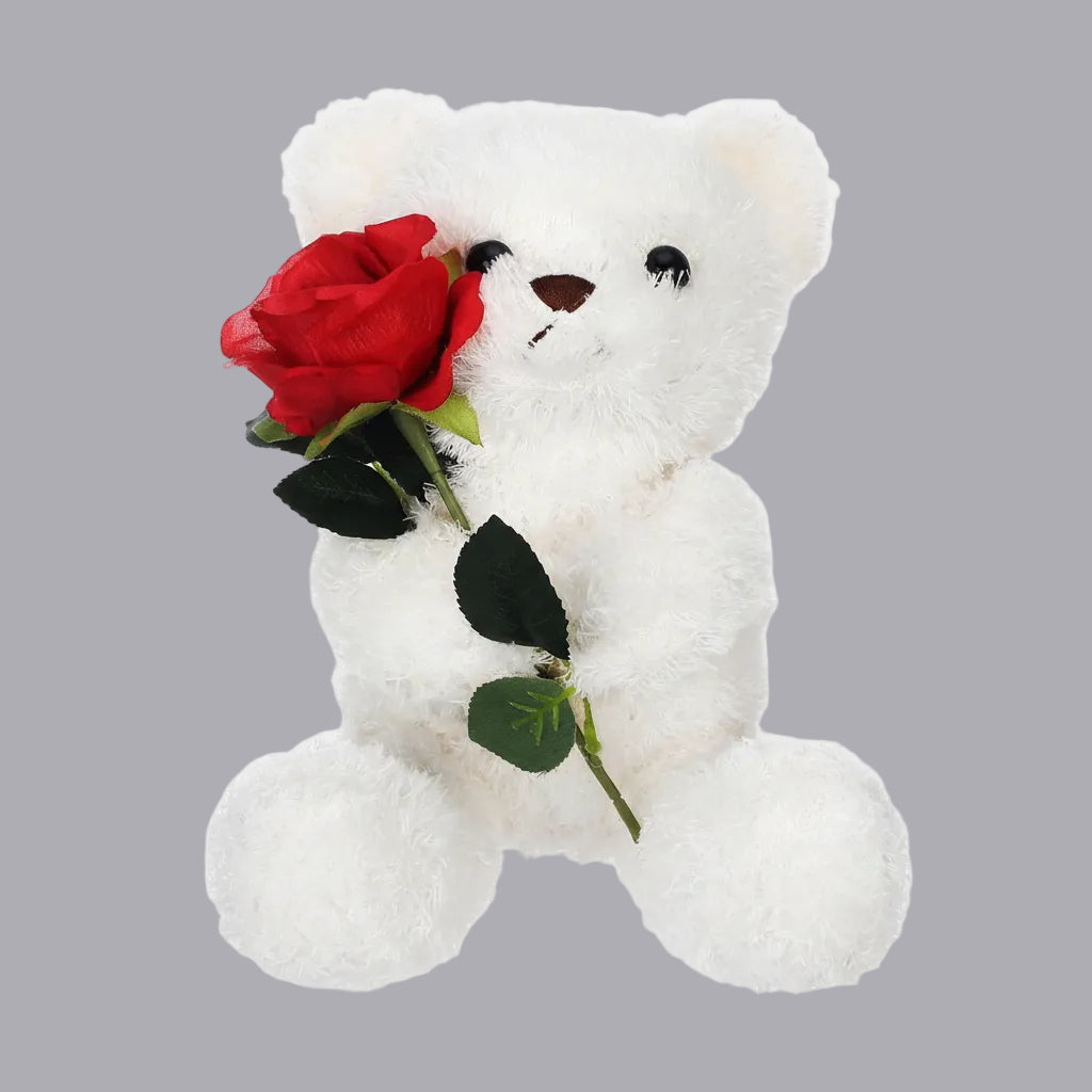 Knuffel Teddybeer met Roos Pluche Romantisch Cadeau Zachte Beer Liefdesgeschenk Valentijn Verjaardag