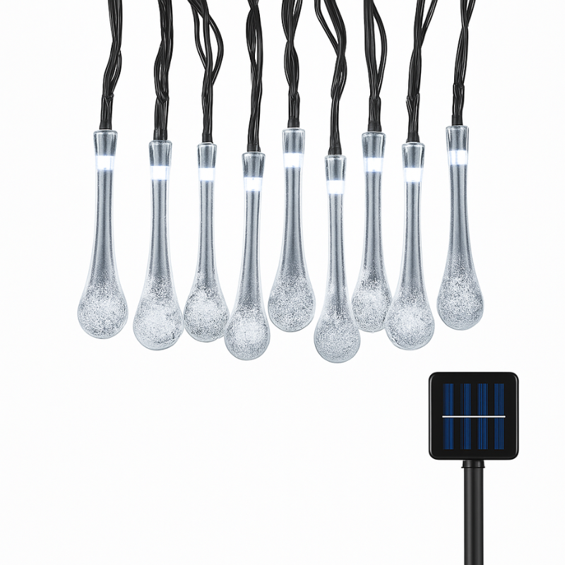 Solar LED Lichtsnoer 30 Lampjes Waterdicht Tuinverlichting 8 Standen Druppelvorm Terras Balkon Decoratie