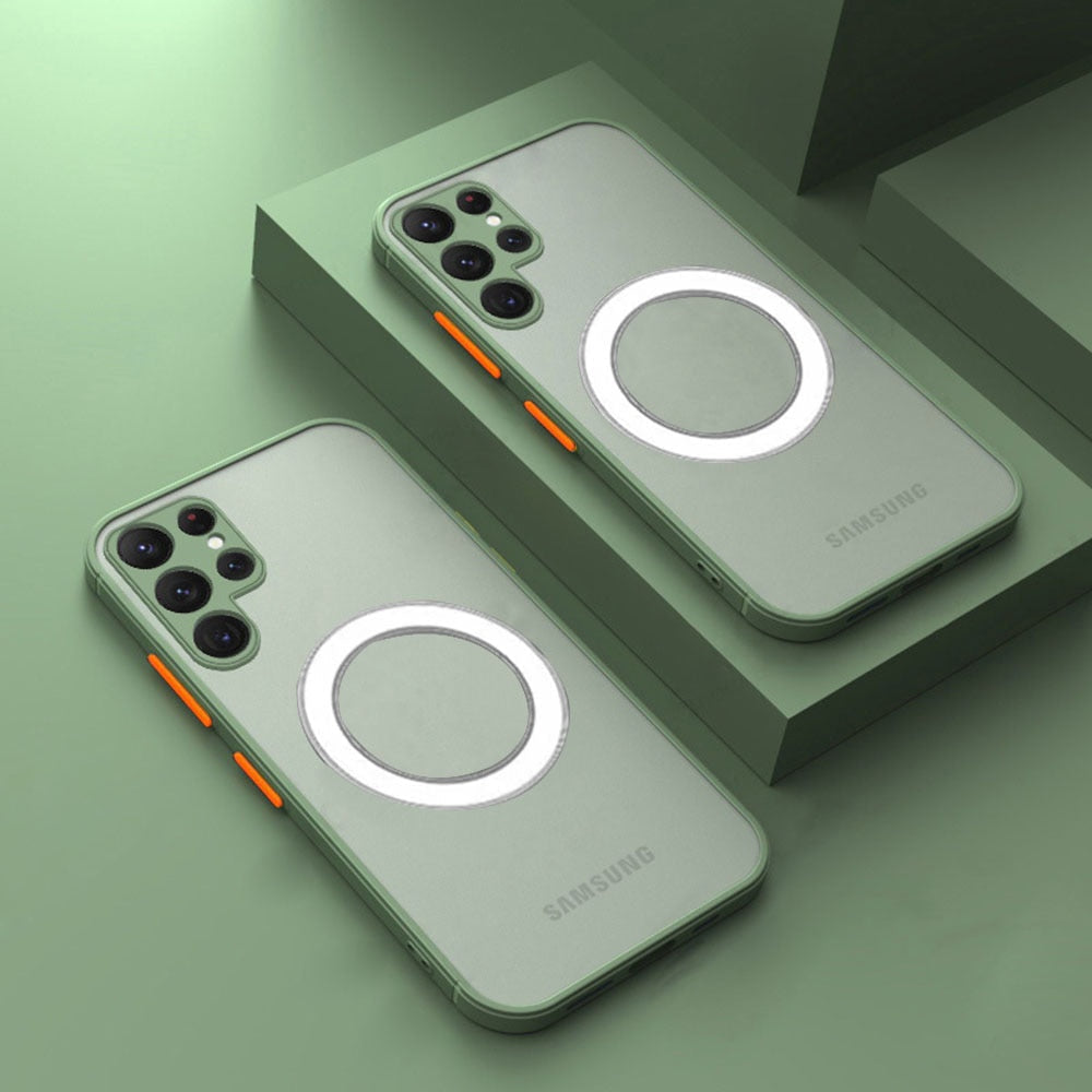 Magnetische Telefoonhoes Siliconen Samsung Galaxy Mat Afwerking Draadloos Laden Volledige Bescherming