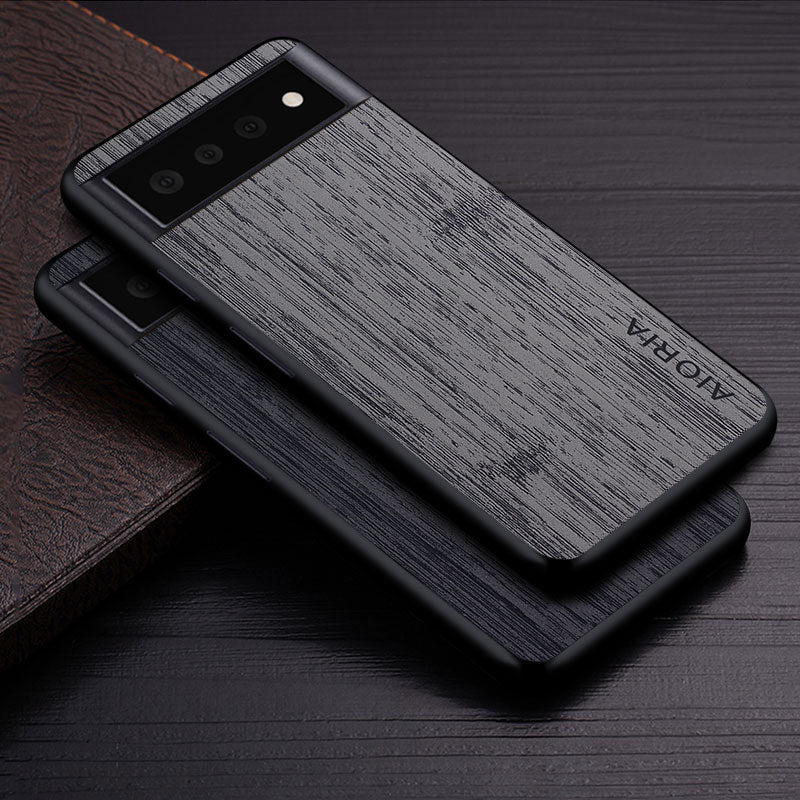 Google Pixel Hoesje Houtstructuur PU Leer Schokbestendig Beschermend Telefoonhoesje Zachte Grip 5 Kleuren