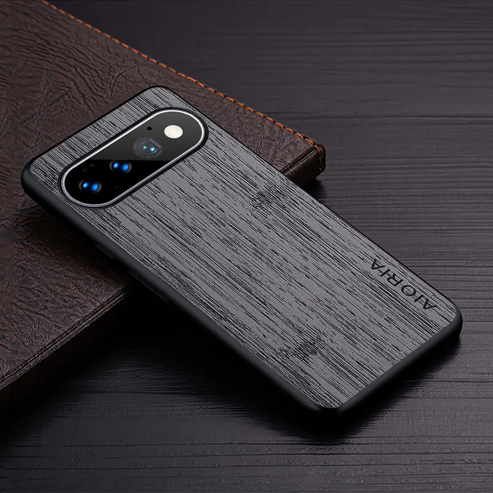 Google Pixel Hoesje Houtstructuur PU Leer Schokbestendig Beschermend Telefoonhoesje Zachte Grip 5 Kleuren