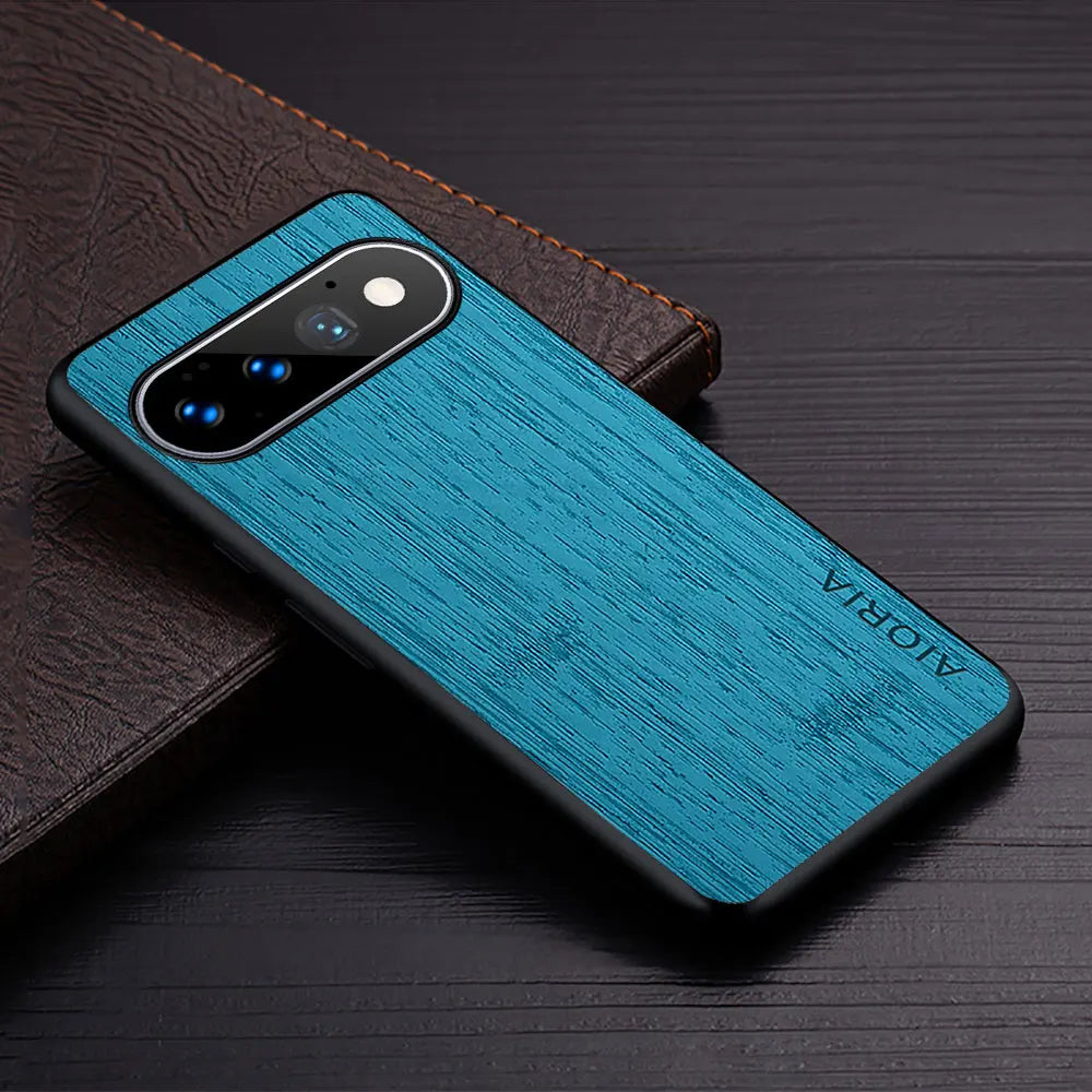 Google Pixel Hoesje Houtstructuur PU Leer Schokbestendig Beschermend Telefoonhoesje Zachte Grip 5 Kleuren