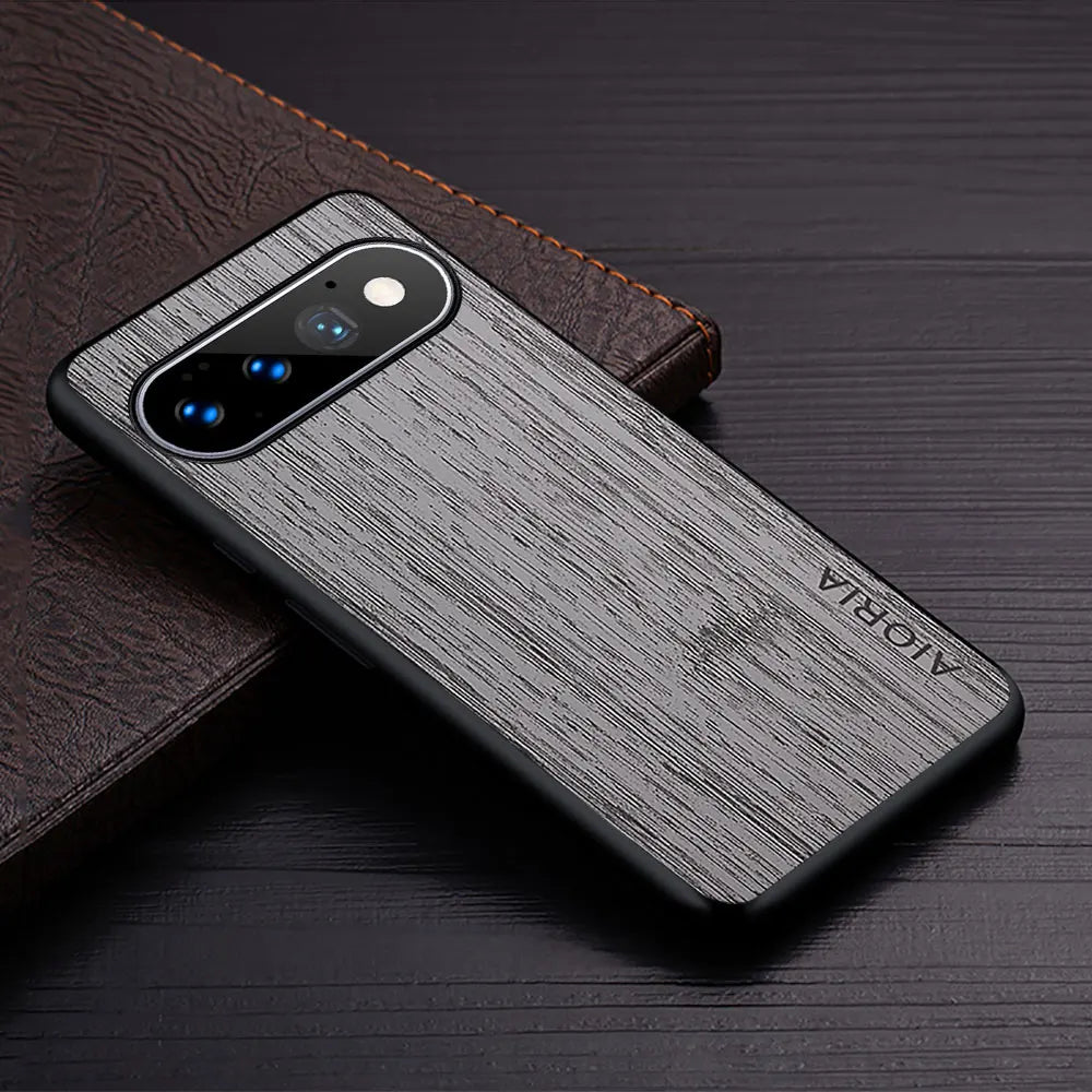 Google Pixel Hoesje Houtstructuur PU Leer Schokbestendig Beschermend Telefoonhoesje Zachte Grip 5 Kleuren