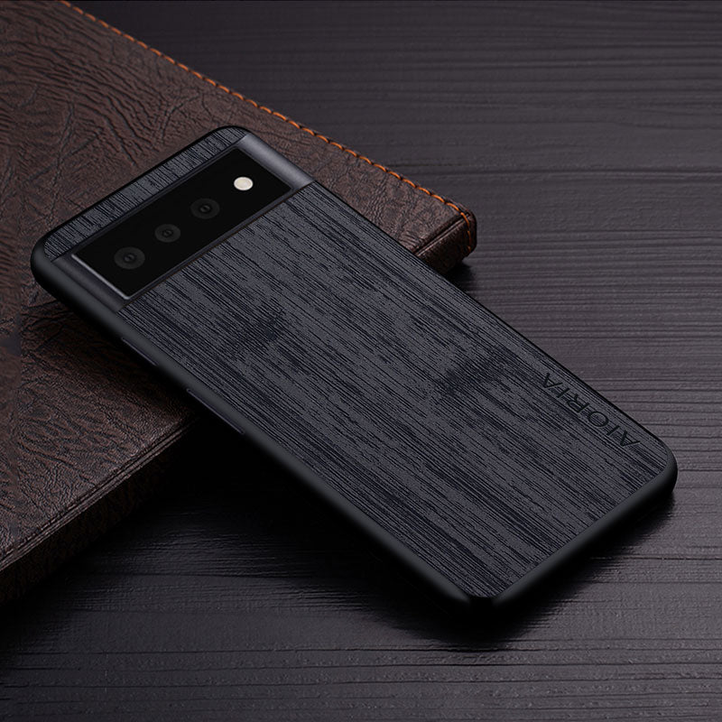 Google Pixel Hoesje Houtstructuur PU Leer Schokbestendig Beschermend Telefoonhoesje Zachte Grip 5 Kleuren