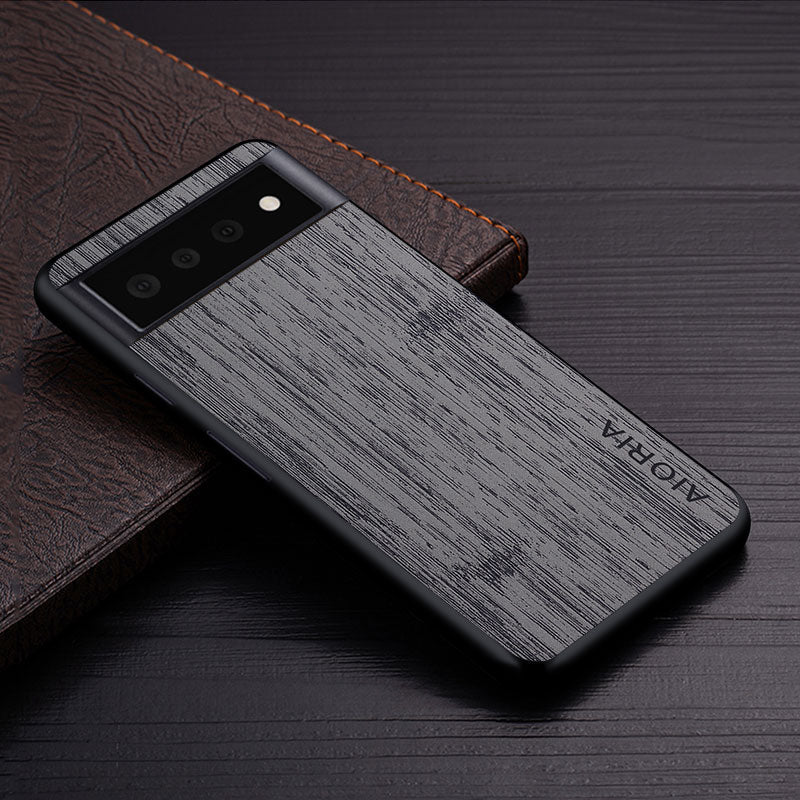 Google Pixel Hoesje Houtstructuur PU Leer Schokbestendig Beschermend Telefoonhoesje Zachte Grip 5 Kleuren