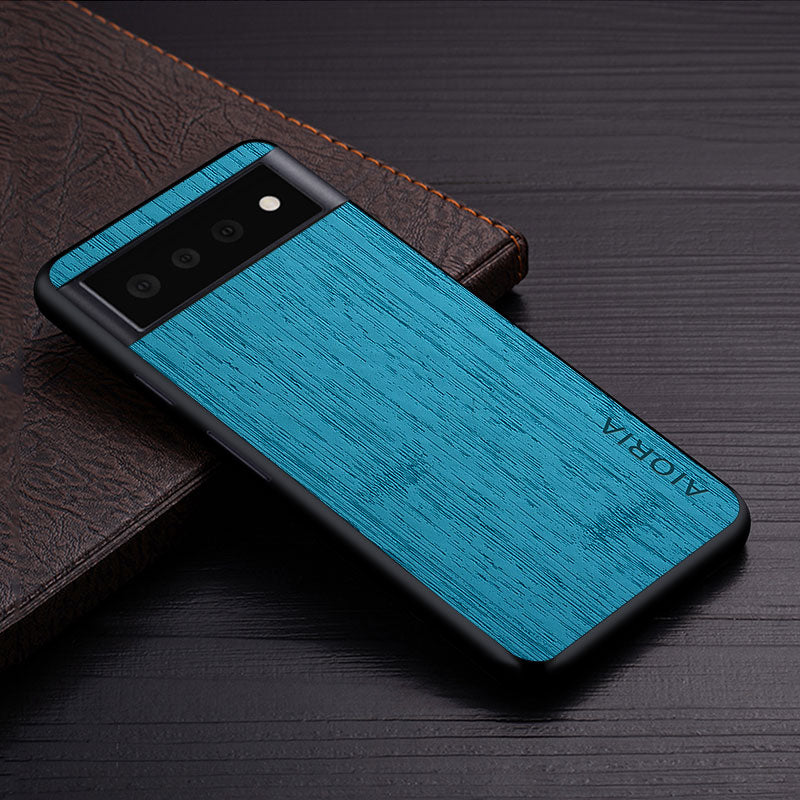 Google Pixel Hoesje Houtstructuur PU Leer Schokbestendig Beschermend Telefoonhoesje Zachte Grip 5 Kleuren