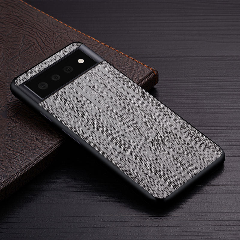 Google Pixel Hoesje Houtstructuur PU Leer Schokbestendig Beschermend Telefoonhoesje Zachte Grip 5 Kleuren