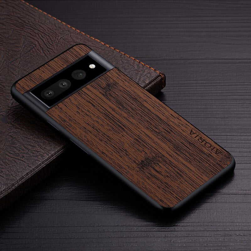Google Pixel Hoesje Houtstructuur PU Leer Schokbestendig Beschermend Telefoonhoesje Zachte Grip 5 Kleuren