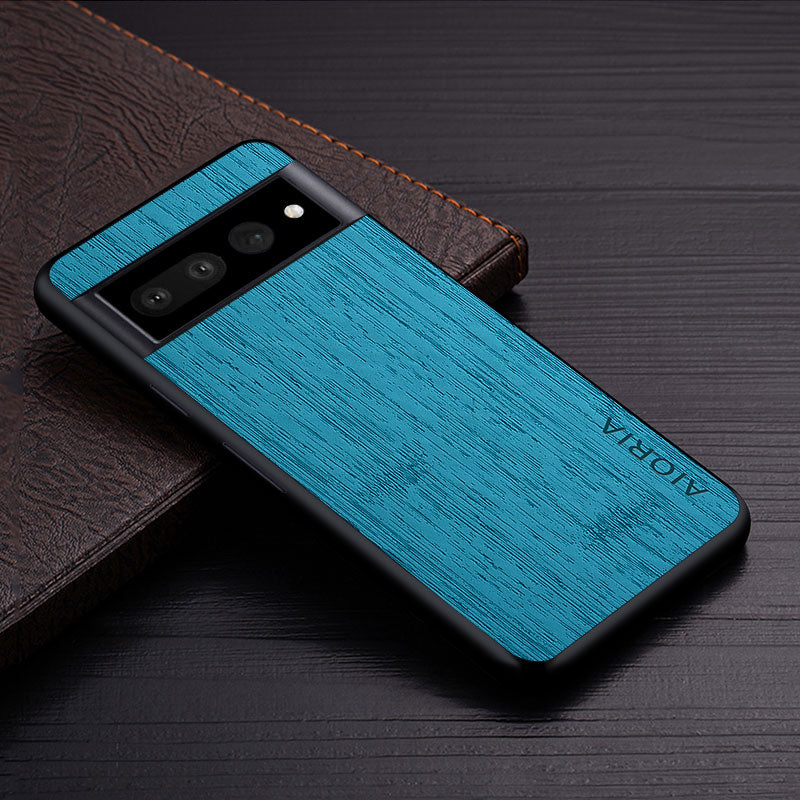 Google Pixel Hoesje Houtstructuur PU Leer Schokbestendig Beschermend Telefoonhoesje Zachte Grip 5 Kleuren