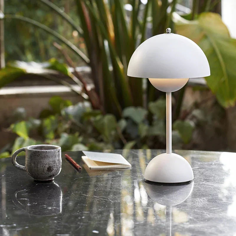 Tafellamp paddenstoel LED USB oplaadbaar draadloos nachtkastje bureau sfeerlicht interieur