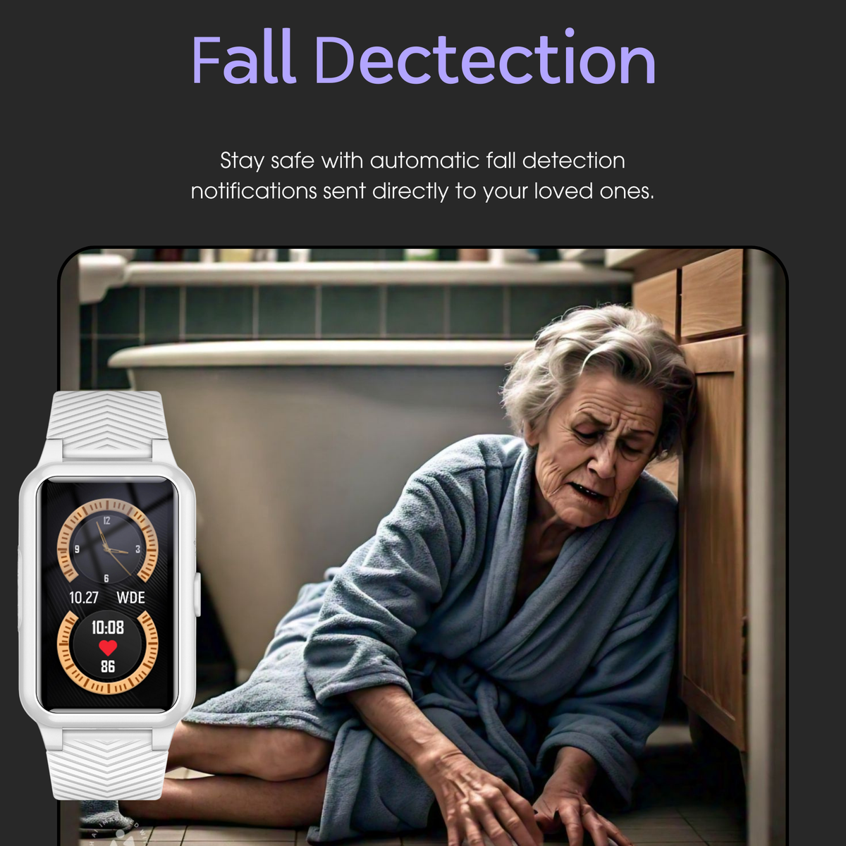 Polshorloge met Valdetectie GPS Tracking en Noodknop voor Senioren Veiligheidszorg Smartwatch 4G SOS