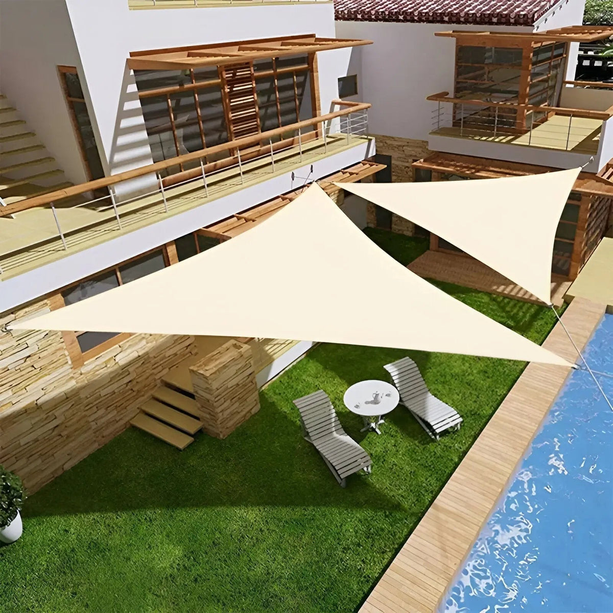 Waterdicht Driehoekig Schaduwdoek - UV Bescherming Zonnescherm voor Tuin Terras Zwembad Buitenruimte Patio Balkon Buitendecoratie