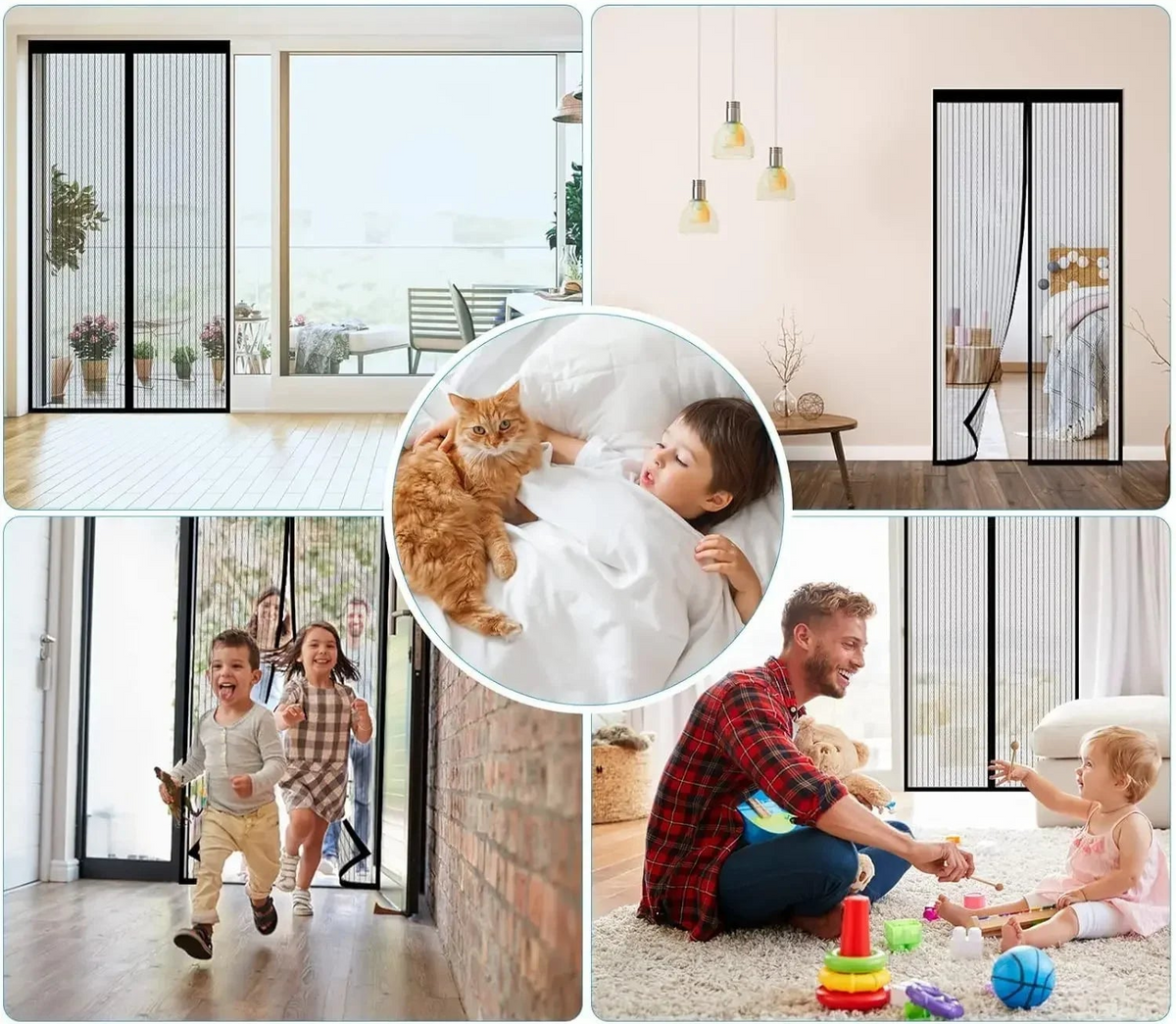 Zware Magnetische Deurscherm voor Insecten Terylene 210x100 cm Zwart Handsfree Toepassing Ideaal Voor Binnen Buiten Keuken Woonkamer