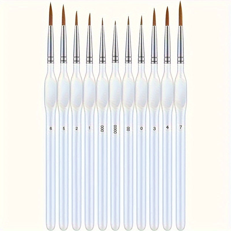 Precisie Detailkwast Set Synthetisch Haar Hout 19,5 cm Schilderen Miniatuur Modelbouw Fijn Penseel Acryl Olie Aquarel