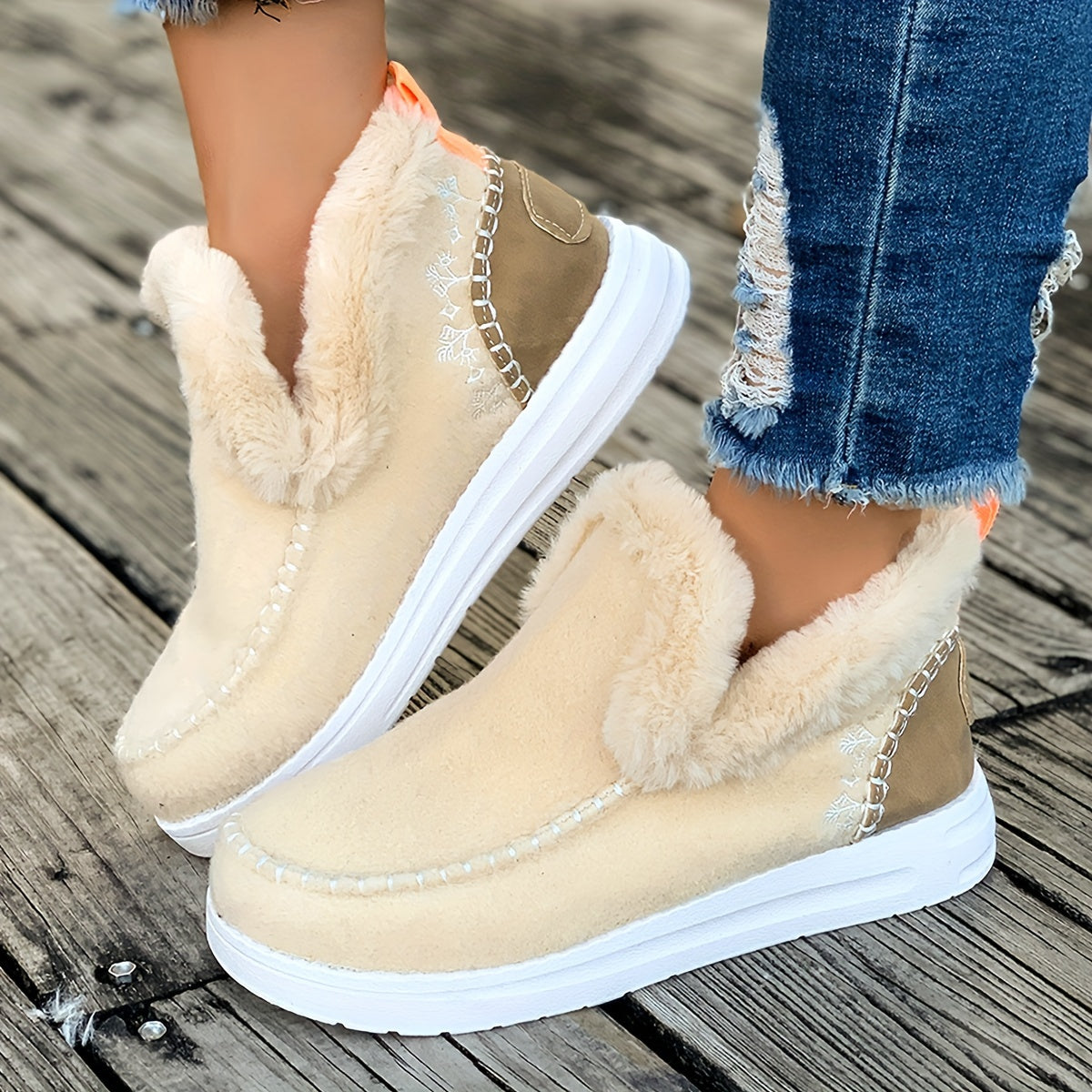 Damespantoffels met Pluche Voering Antislip Zool Warmte Comfort Winterschoenen Zachte Thuisslippers Indoor