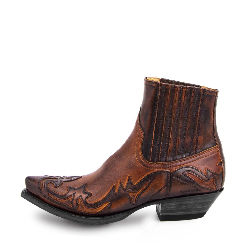 Lederen Cowboylaarzen Dakota Zwart Bruin Maat 35-46 Geborstelde Western-Stijl met Borduursel Dames Heren