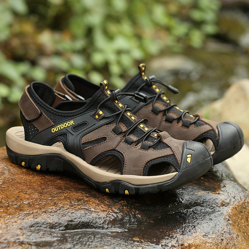 Ademende Herensandalen met Gesloten Neus - Elastische Band en Stevige Rubberzool voor Outdoor