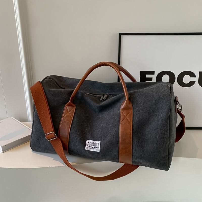Vintage Weekendtas Canvas met Ruime Vakken voor Reizen Gym Sport Casual Retro Stijl Duffeltas Schoudertas