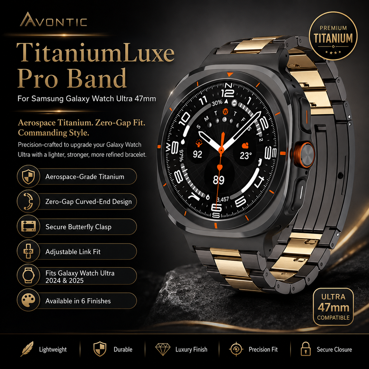 Titanium Smartwatch Bandje 47mm Horloge Metalen Schakelarmband Verstelbaar Stalen Sluiting Polsband Horlogeband