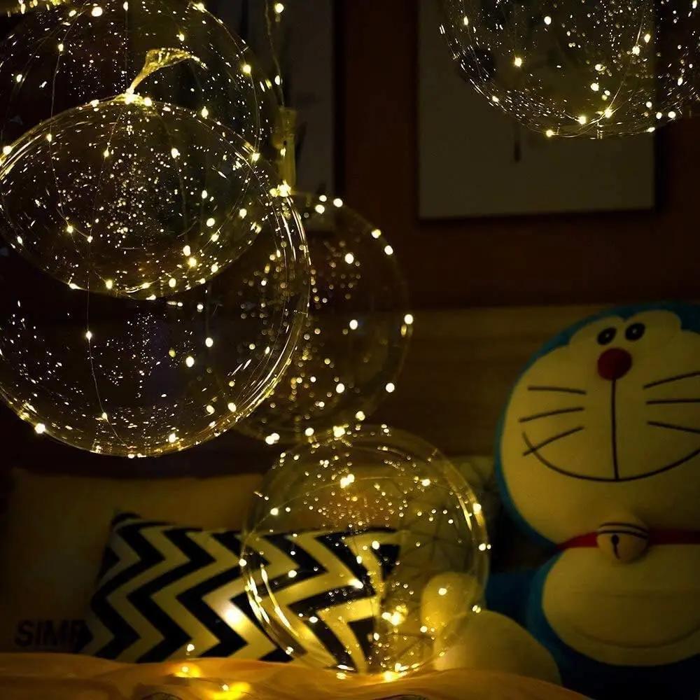 LED Ballonnen Buiten Tuinfeest Transparant 45cm Set 10 Warm Wit Lichtdraad op Batterij Herbruikbaar