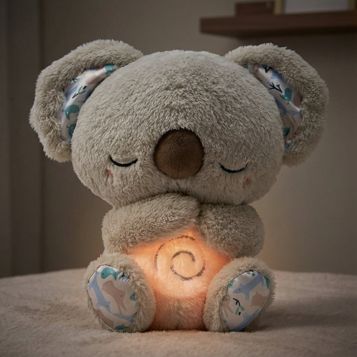 Ademende Knuffel met Zacht Licht en Rustgevende Beweging voor Kinderen