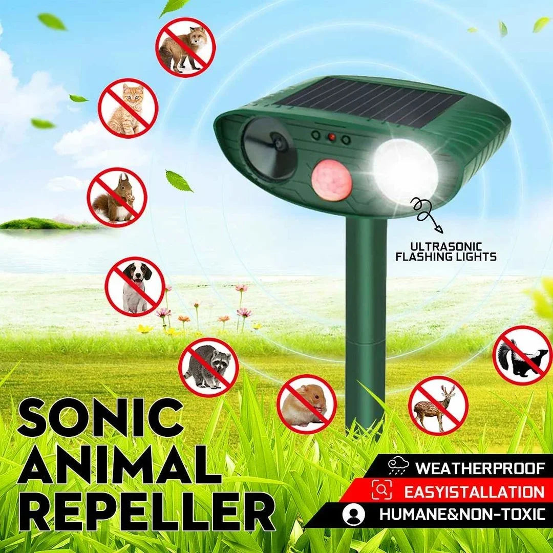 Zonne-energie Dierenverjager met Ultrasone Sensor Bewegingsdetectie voor Tuin Patio Gazon Ongedierte Bescherming