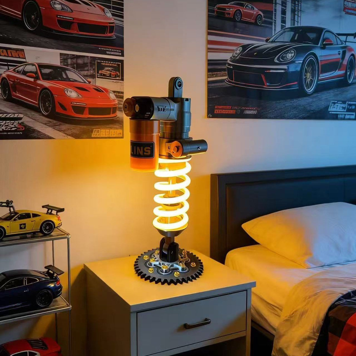 Schokdemper Tafellamp met Touch Bediening en Dimbaar LED Licht voor Bureau Gaming Werkplek Slaapkamer