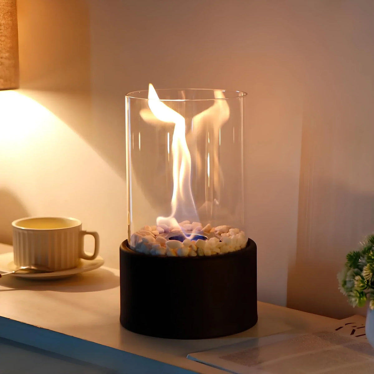 Olielamp met Open Vlam Glas Zwart Wit Tafellamp Sfeerverlichting Klassiek Design Woonkamer Restaurant