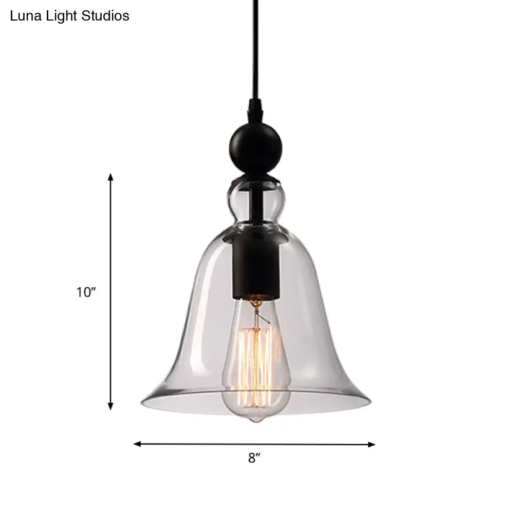 Industriële Hanglamp met Zwarte Glazen Klok - Vintage Stijl voor Eetkamer & Keuken