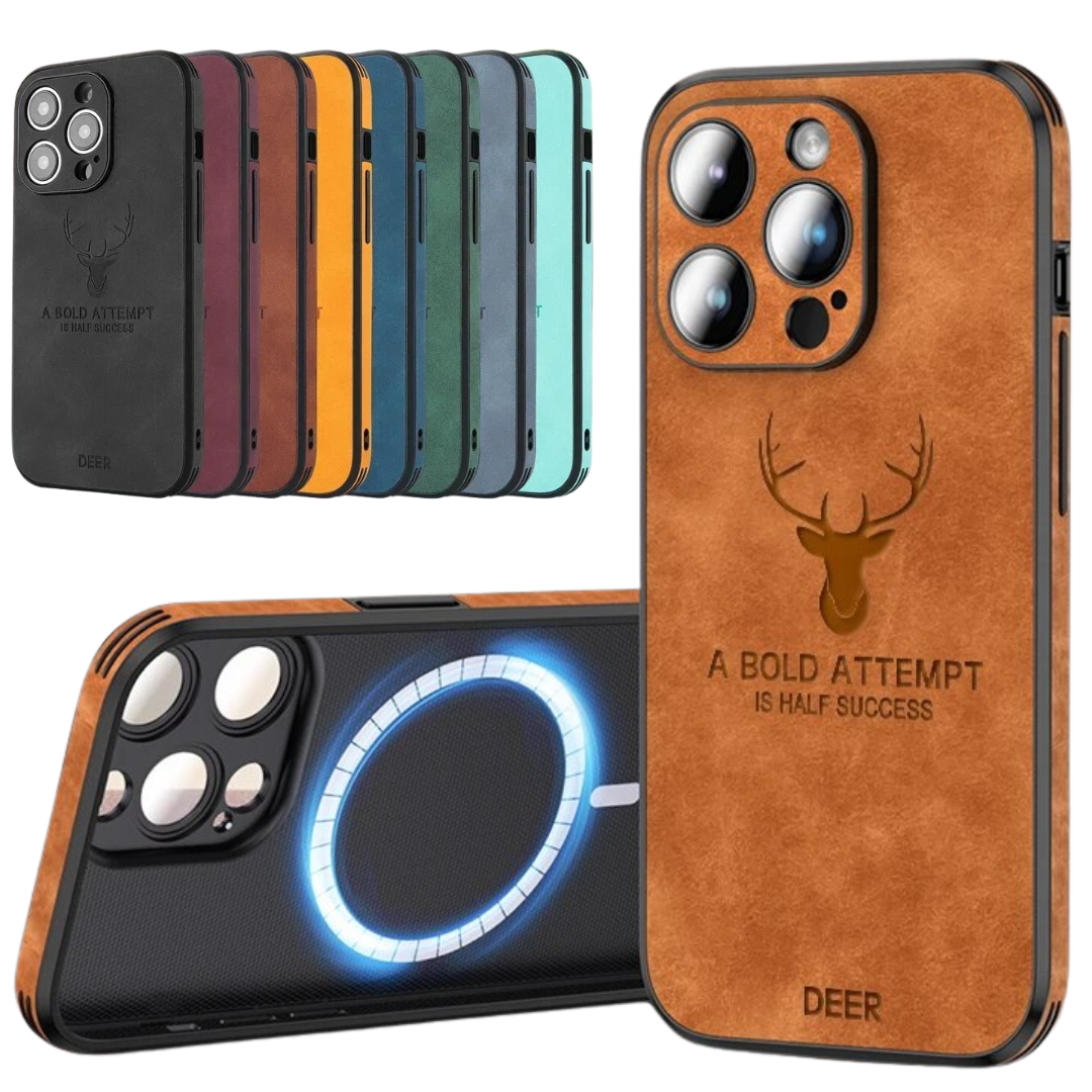 Smartphone Hoesje in Leerlook - Slank Design met Valbescheming & MagSafe-Compatibiliteit voor iPhone 16/15/14/13/12