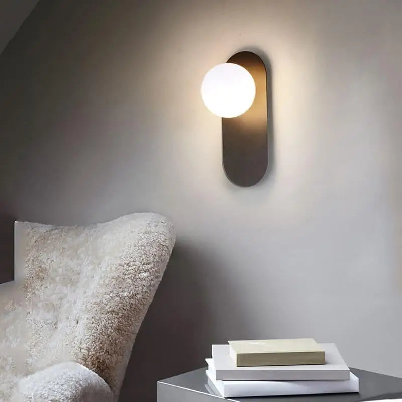 Wandlamp Bol Glas Industrieel Aluminium Zwart Goud 58cm