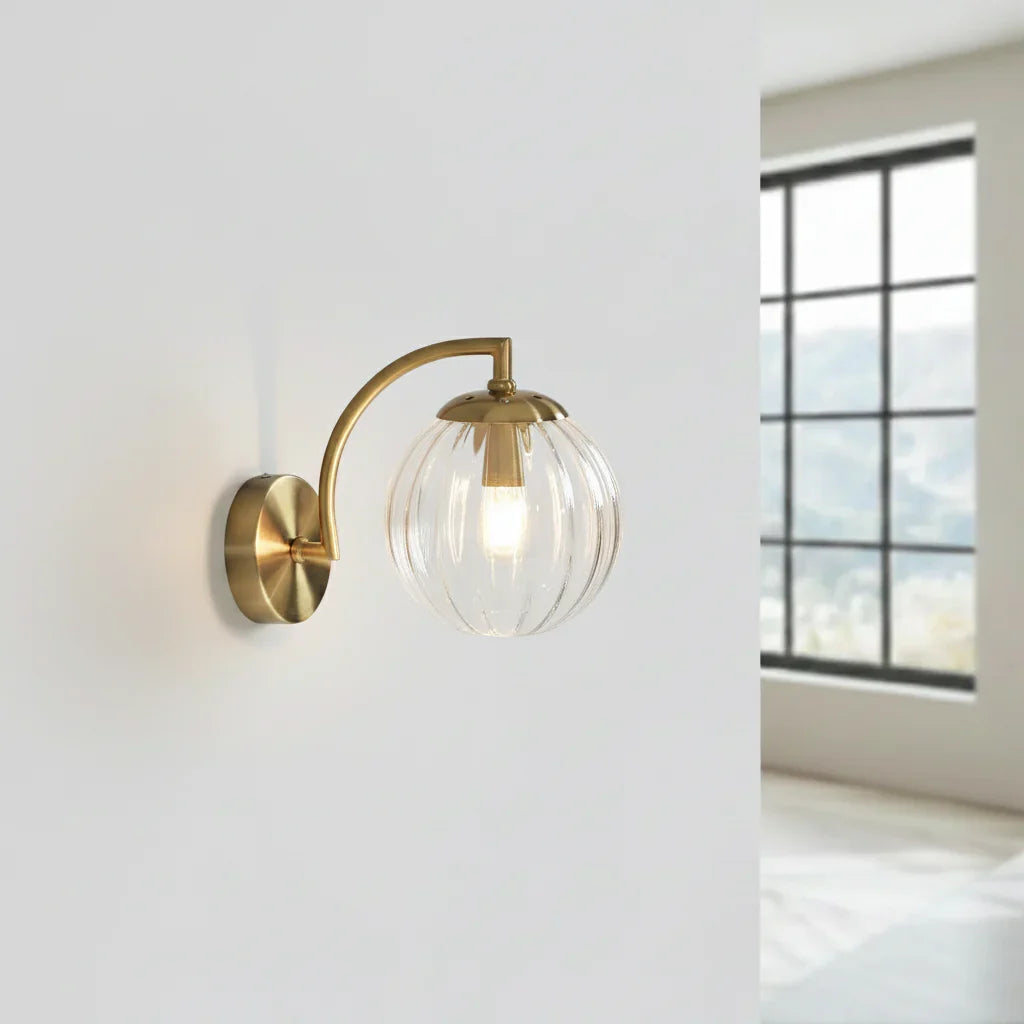 Wandlamp Bol Getint Glas Goud Metaal E14 Woonkamer Slaapkamer Hal Retro Modern