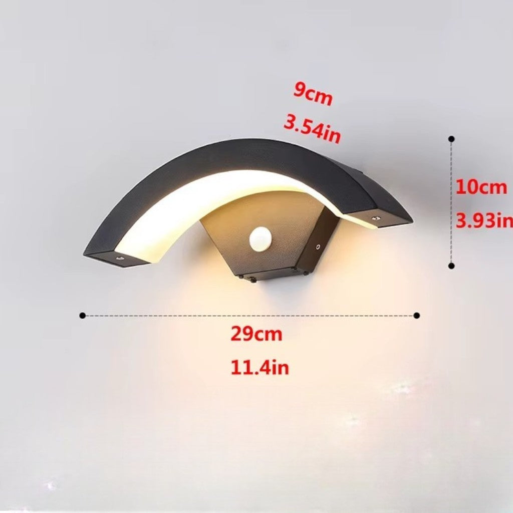 Gebogen LED Wandlamp met Bewegingssensor Buitenverlichting Aluminium Waterdicht IP65 Tuinverlichting 18W-30W