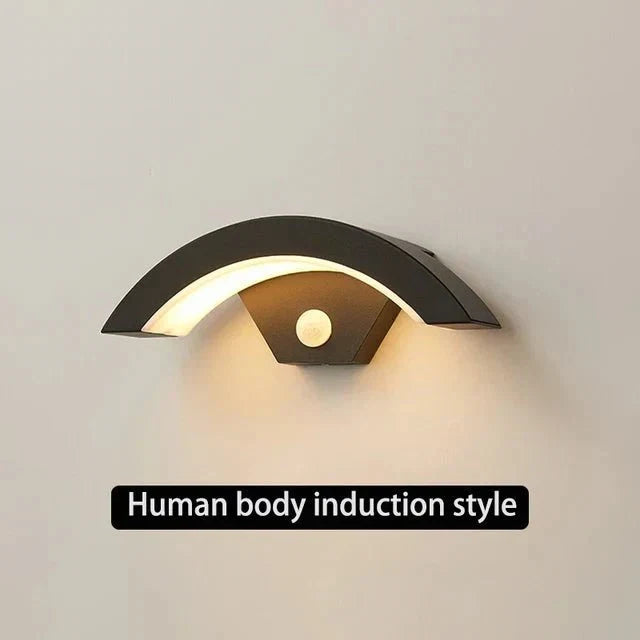 Gebogen LED Wandlamp met Bewegingssensor Buitenverlichting Aluminium Waterdicht IP65 Tuinverlichting 18W-30W
