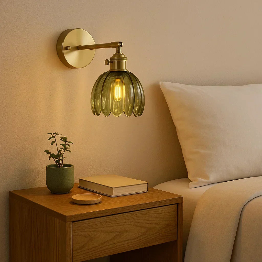 Wandlamp met Glazen Tulpvormige Kap Retro Vintage Sfeerverlichting E26 Fitting voor Woonkamer Slaapkamer