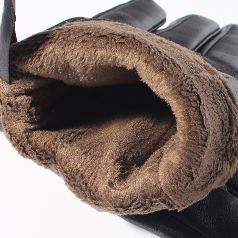 Leren Handschoenen Gevoerd Schapenleer Unisex Winter Warm Waterdicht Touchscreen Elegant Klassiek Design