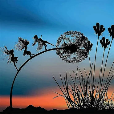 Magische Tuinfee Decoratie met Paardenbloem - Weerbestendig Metaal Sprookjesornament voor Tuin en Terras