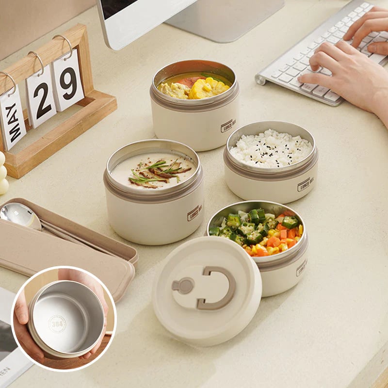 Geïsoleerde Lunchbox met Vacuümtechnologie - Houdt Eten Tot 4 Uur Warm - Lekvrij RVS Ontwerp - Ideaal voor School en Werk