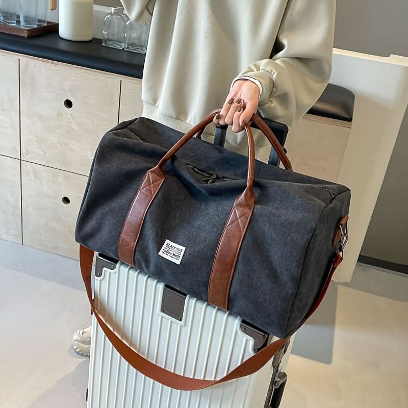 Vintage Weekendtas Canvas met Ruime Vakken voor Reizen Gym Sport Casual Retro Stijl Duffeltas Schoudertas