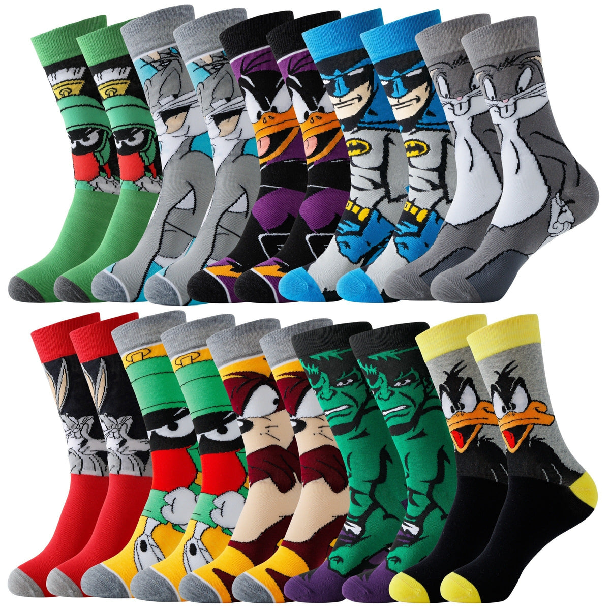 Cartoon Sokken Set 20 Paar Polyester Spandex Multicolor Casual Streetwear Unisex Ademend Elastisch