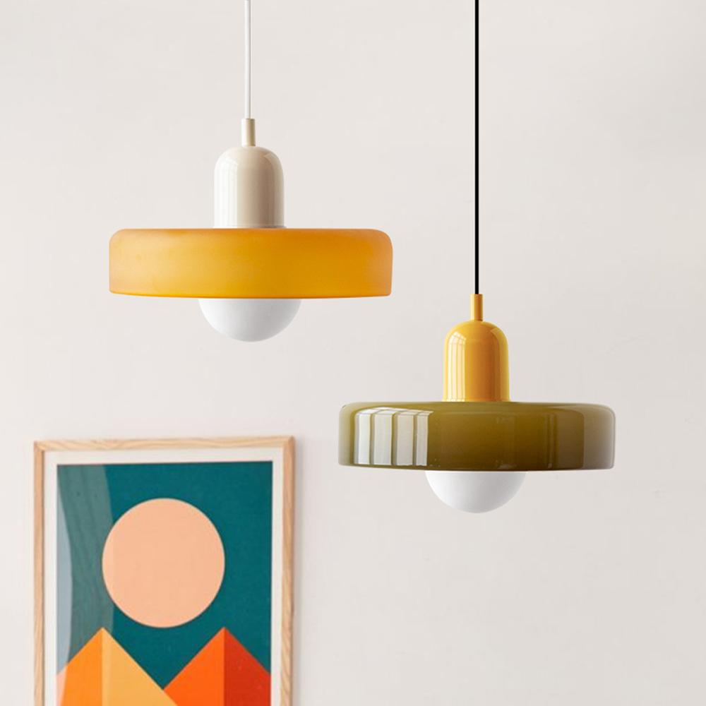 Geometrische Hanglamp Gekleurd Glas E27 Verstelbaar Eettafel Keukeneiland Retro Design Sfeerverlichting