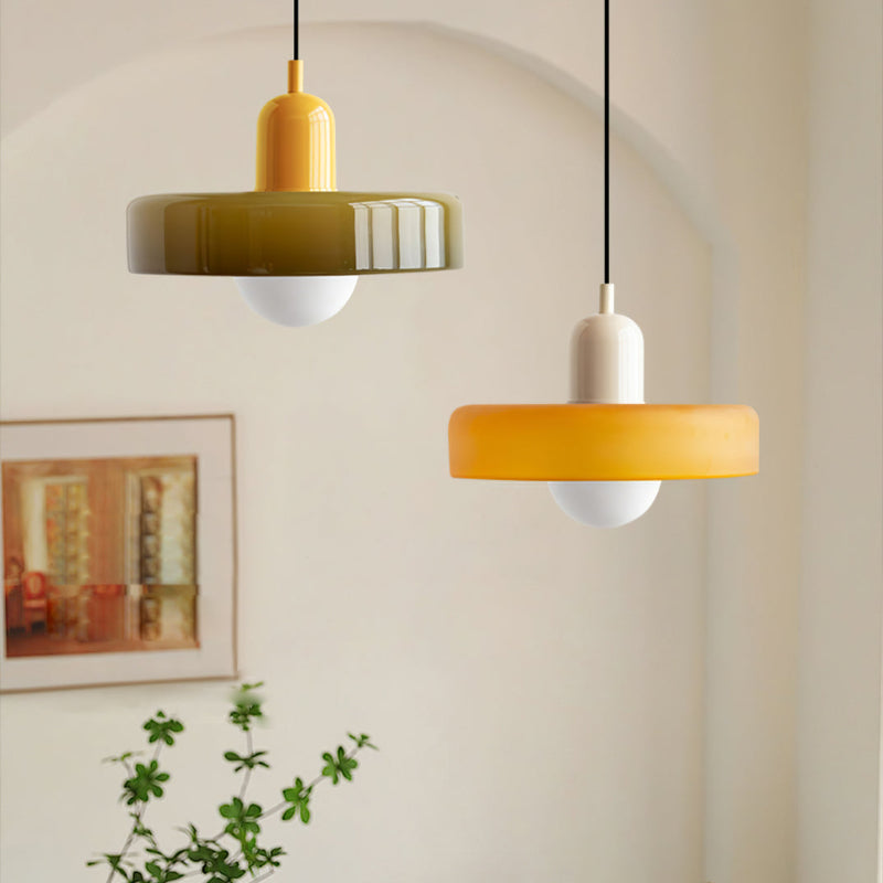 Geometrische Hanglamp Gekleurd Glas E27 Verstelbaar Eettafel Keukeneiland Retro Design Sfeerverlichting