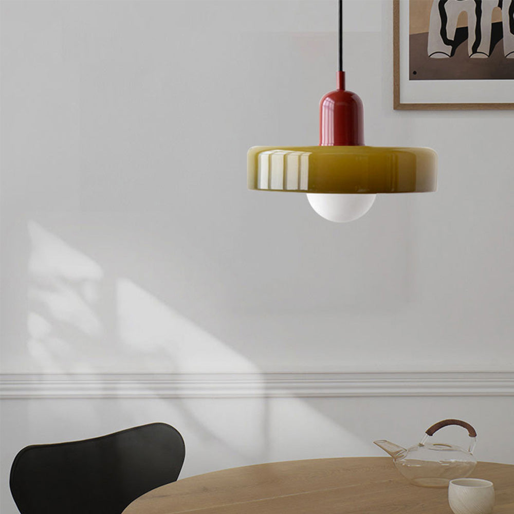 Geometrische Hanglamp Gekleurd Glas E27 Verstelbaar Eettafel Keukeneiland Retro Design Sfeerverlichting